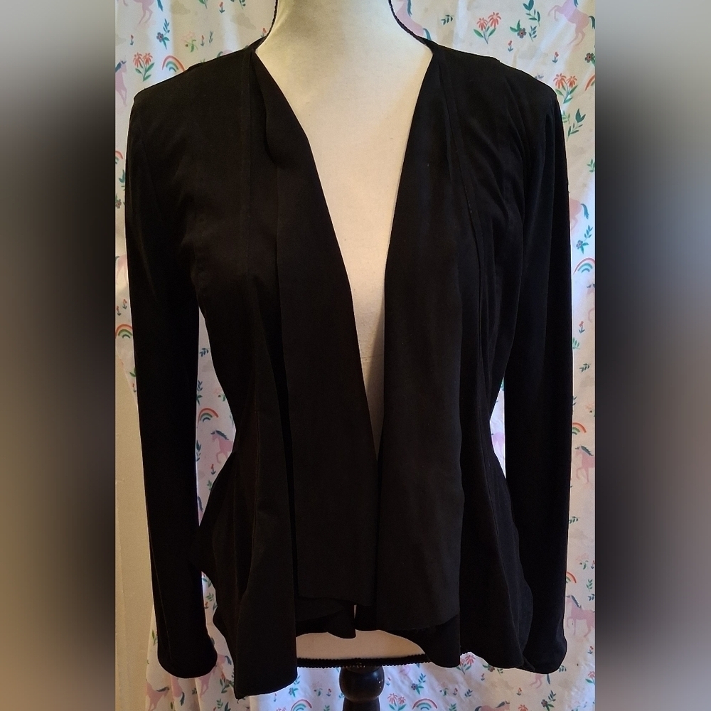 NWOT Anthropologie Hutch Black Vegan Suede Business Casual Cardigan Top SZ S